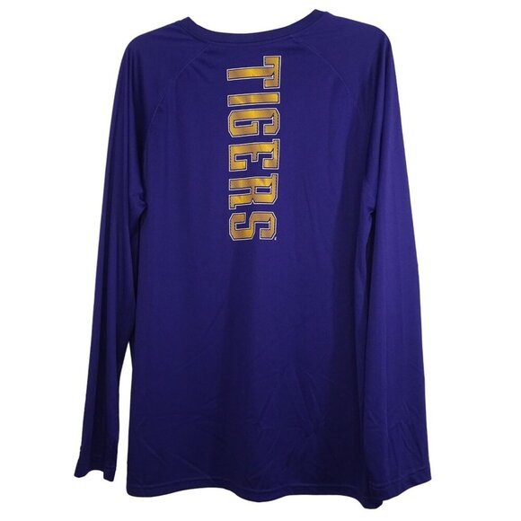 Champion LSU Tigers Long Sleeve Shirt Athletic Top Men Size L Purple Polyester - Picture 2 of 11